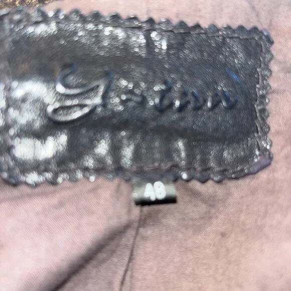 Y - INN GENUINE LEATHER CHOCOLATE BROWN LEATHER MOTO JACKET - STUDDED - EU 48 - Picture 12 of 14